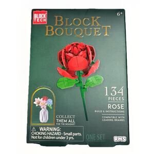 Block Tech Block Bouquet Rose 134 Pieces Building Kit Compatible Toy Set NEW